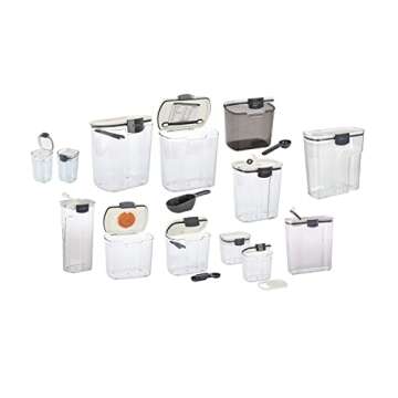 Progressive ProKeeper Baker's Airtight Kitchen Storage Canister Container Set for Flour, Sugar & More, Keeps Ingredients Fresh, with Accessories (Multicolor, 13- Piece)