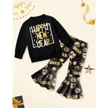 KANGKANG New Years Toddler Girl Outfit 3-4t Toddler New Years Outfit Long Sleeve Happy New Years Swe...