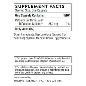 Thorne Calcium - (Formerly DiCalcium Malate) - Chelated Calcium for Enhanced Absorption with DimaCal...