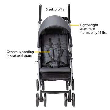 Safety 1st Step Lite Compact Stroller, Lightweight aluminum frame and a breeze to carry, at only 15 lbs, Greyhound