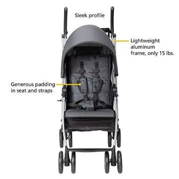 Safety 1st Step Lite Compact Stroller, Lightweight aluminum frame and a breeze to carry, at only 15 lbs, Greyhound