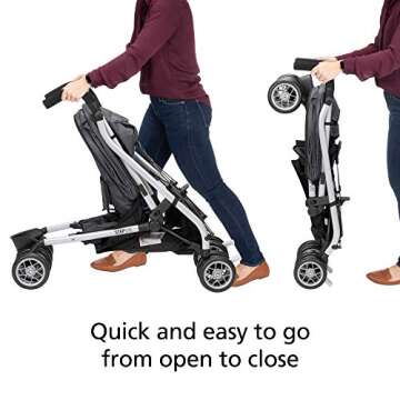Safety 1st Step Lite Compact Stroller, Lightweight aluminum frame and a breeze to carry, at only 15 lbs, Greyhound
