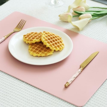HeloHo Faux Leather Placemats Set of 4 - Pink & Grey