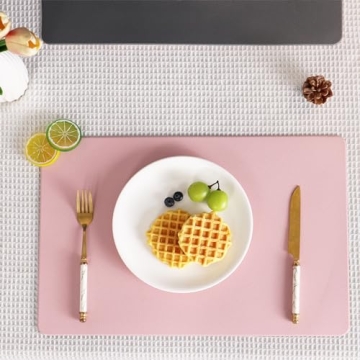 HeloHo Faux Leather Placemats Set of 4 - Pink & Grey