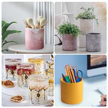 Concrete Molds for Candle Jar, Silicone Cement Mold for Candle Vessels with Lid, Cylinder Candle Mold Cups for Candle Making Supplies Include 5 Sealing Rings, 20 Candle Wicks, 20 Wooden Wick Holders