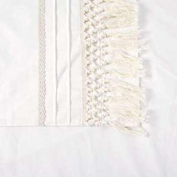 YINFUNG Tassel Duvet Cover Set Queen Fringed Cotton Boho Macrame Crochet Ivory Cream Fringed Elegant Pretty Boho Chic Bohemian Off White Bedding Set 90x90 Textured 3Pieces Quilt Cover Beige Women