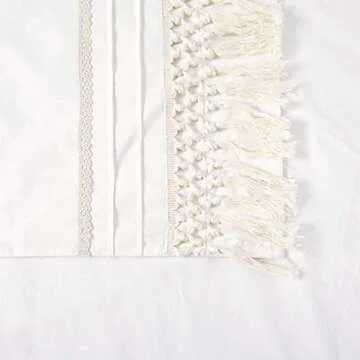 YINFUNG Tassel Duvet Cover Set Queen Fringed Cotton Boho Macrame Crochet Ivory Cream Fringed Elegant Pretty Boho Chic Bohemian Off White Bedding Set 90x90 Textured 3Pieces Quilt Cover Beige Women