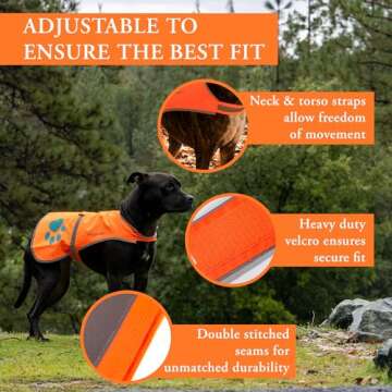 SafetyPUP XD Reflective Dog Vest. Hi-Visibility, Fluorescent Blaze Orange Dog Vest Helps Protect Your Best Friend. Safeguard Your PUP from Motorists & Hunting Accidents, On or Off Leash. (Med)