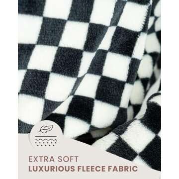 SMPL objects Robes For Women - Fleece Womens Robe - Bathrobe for Women Black & White - Robe Women's Long Vintage Soft Plush