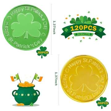 Celebrate St. Patrick's Day with OHOME Gold Coins - 120 Shamrock Coins for Festivities