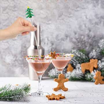 4Pcs Christmas Pine Tree Shape Cocktail Swizzle Stick Stainless Steel Coffee Stirrers Juice Milk Drink Stirring Rod Wedding Bar Beach Party Swizzle Sticks