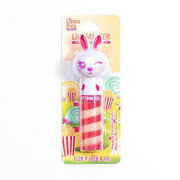Lip Smacker Lippy Pals Swirls Bunny, Flavored Moisturizing & Smoothing Soft Shine Lip Balm, Hydrating & Protecting Fun Tasty Glossy Finish, Cruelty-Free & Vegan - Hopping Caramel Corn