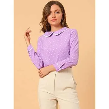 Allegra K Women's Peter Pan Collar Blouse for Valentines