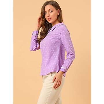 Allegra K Women's Peter Pan Collar Blouse for Valentines