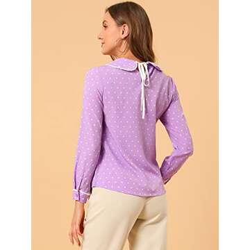 Allegra K Women's Peter Pan Collar Blouse for Valentines