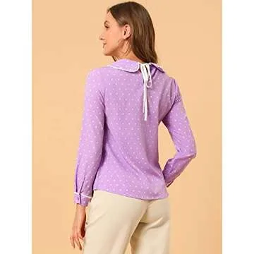 Allegra K Women's Peter Pan Collar Blouse for Valentines