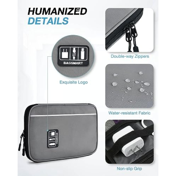 BAGSMART Grey Electronics Travel Organizer for Tech Accessories