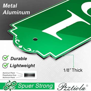 Pzztiola Reflective Address Plaque Sign Vertical - (18'' x 3.5 '')Personalized House Number Plaque,House Numbers for Outside House,Mailbox Post,Brick House,Pillar,Apartment,Office Metal Nite Bright