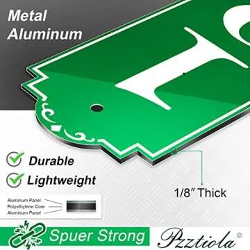 Pzztiola Reflective Address Plaque Sign Vertical - (18'' x 3.5 '')Personalized House Number Plaque,House Numbers for Outside House,Mailbox Post,Brick House,Pillar,Apartment,Office Metal Nite Bright