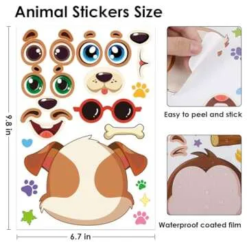36 Sheets 9.8''×6.7'' Make a Face Stickers for Kids, Make Your Own Animal Stickers for Toddler Part...
