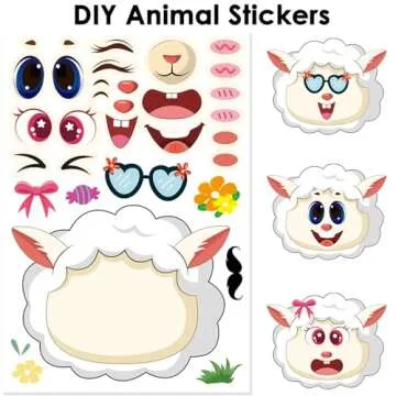 36 Sheets 9.8''×6.7'' Make a Face Stickers for Kids, Make Your Own Animal Stickers for Toddler Party Favors Activities, DIY Animals Stickers Supplies Crafts Toys Gifts