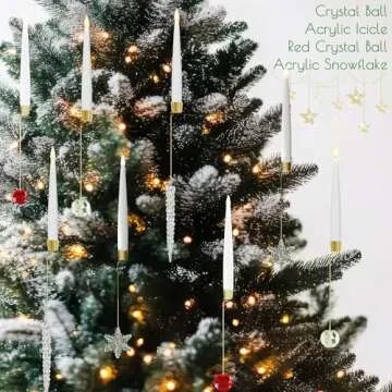 JOIONE Christmas Tree Candles with Remote Timer, 12 Pack Flameless Candles for Christmas Tree Flickering LED Candles for Indoor - Clear Crystal Ball