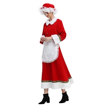 VAPICK Women's Christmas Costume - Mrs. Claus Dress Set