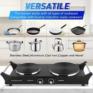Techwood 1800W Hot Plate Portable Electric Stove Countertop Double Burner with Adjustable Temperatur...