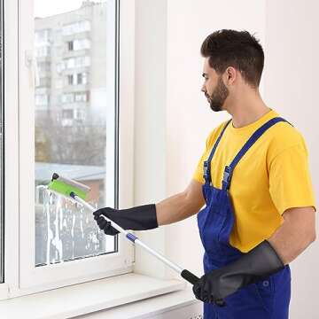 Bamllum 4 Pairs Rubber Kitchen Dishwashing Gloves - Reusable Household Cleaning Gloves for Washing Dishes and Cleaning Tasks, Flexible Long-lasting and Non-Slip (Medium, Black)