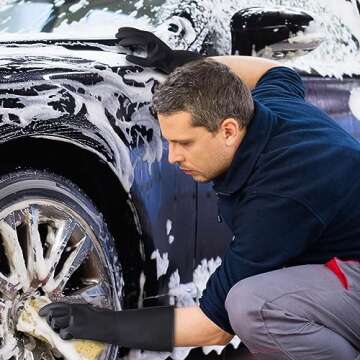 Bamllum 4 Pairs Rubber Kitchen Dishwashing Gloves - Reusable Household Cleaning Gloves for Washing Dishes and Cleaning Tasks, Flexible Long-lasting and Non-Slip (Medium, Black)