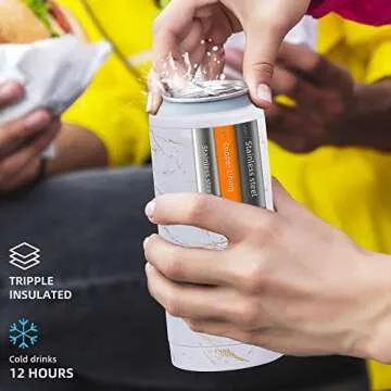 Boraijoe Skinny Can Cooler for Slim Beer and Hard Seltzer,Standard 12oz Sleeve,Double-Walled Stainless Steel Vacuum Insulated Slim Cans - Graffiti