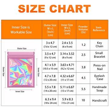 Cute Holographic Mylar Bags - 100 Count for All Uses