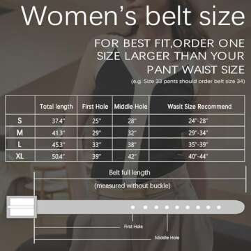 YooAi Women's Skinny Genuine Leather Belt with Gold Buckle