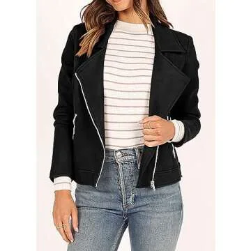Stylish KIRUNDO Faux Suede Cropped Jacket for Women