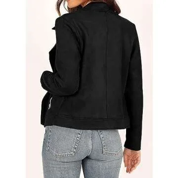 Stylish KIRUNDO Faux Suede Cropped Jacket for Women