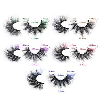 False Eyelashes with Color, ALPHONSE 5D Fluffy Faux Mink Colored Lashes Dramatic Decoration Eye Lashes Set for Cosplay Costumes 5 Pairs Pack