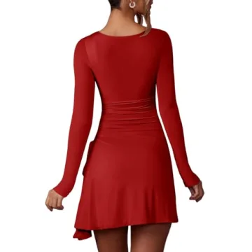 Lrady Women’s Stylish Bodycon Long Sleeve Mini Dress
