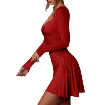 Lrady Women’s Stylish Bodycon Long Sleeve Mini Dress