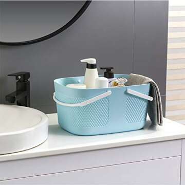 Shower Caddy Basket, Portable Large Capacity Thickened Plastic Organizer Storage Tote with Handles D...