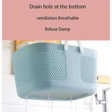 Shower Caddy Basket, Portable Large Capacity Thickened Plastic Organizer Storage Tote with Handles Drainage Toiletry Bag Bin for Bathroom, College Dorm Room Essentials, Kitchen, Camp, Gym, Blue