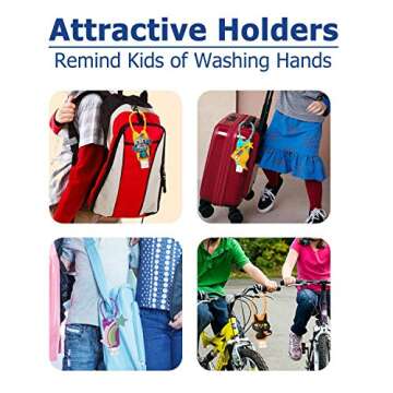 Dinosaur Kids Hand Sanitizer Holders for Boys,8 Sets Silicone Keychain for Backpack,1 oz/30mL Travel Size Pocket Hand Cleaner Gel Containers,Refillable Empty Bottle Holders Bulk,Liquid Soap for School