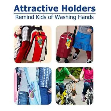 Dinosaur Kids Hand Sanitizer Holders for Boys,8 Sets Silicone Keychain for Backpack,1 oz/30mL Travel Size Pocket Hand Cleaner Gel Containers,Refillable Empty Bottle Holders Bulk,Liquid Soap for School