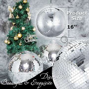 Youdepot Large Disco Ball Disco Ball Mirror Ball 16 in Disco Ball,Disco Ball Decor, Hanging Party Di...