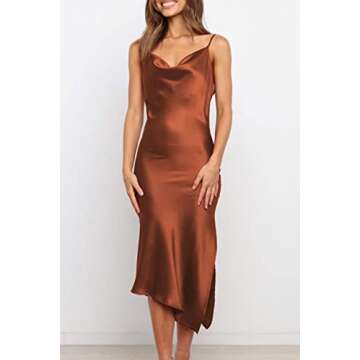 Elegant PRETTYGARDEN Women's Midi Bodycon Satin Dress
