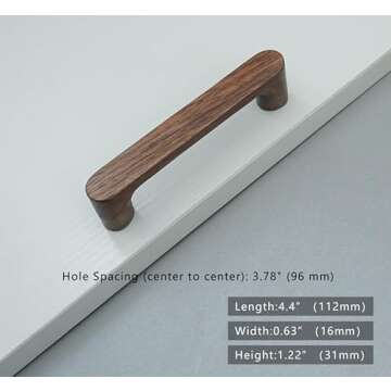 LBFEEL 3.78" Modern Round Wood Drawer Pulls Handle Walnut Dresser Knob Oak Cabinet Pulls Handles Fur...