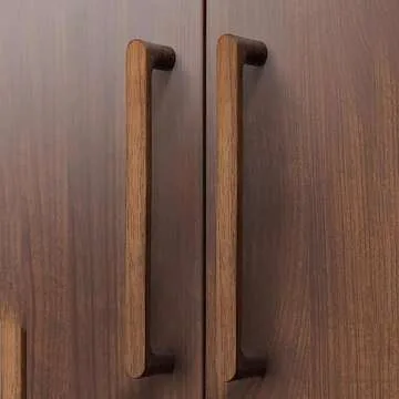 LBFEEL 3.78" Modern Round Wood Drawer Pulls Handle Walnut Dresser Knob Oak Cabinet Pulls Handles Furniture Handles (Walnut, 3.78" Hole Centers)