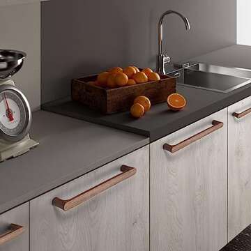 LBFEEL 3.78" Modern Round Wood Drawer Pulls Handle Walnut Dresser Knob Oak Cabinet Pulls Handles Furniture Handles (Walnut, 3.78" Hole Centers)