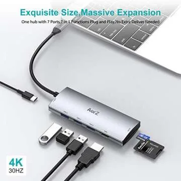 USB C Hub, USB Hub to HDMI Multiport AorZ USB C Dongle Adapter 7 in 1 with 4K HDMI Output,3 USB 3.0 ...