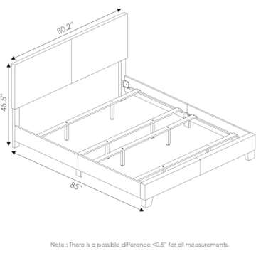 FURINNO Pessac PU Leather Upholstrered Platform, King, White