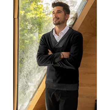 Stylish COOFANDY Men's Knitted V-Neck Sweater for Casual Wear